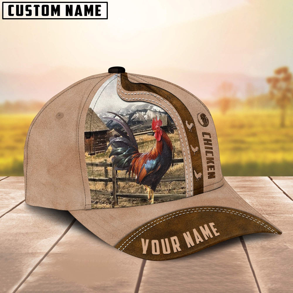 Chicken Custom Name Light Brown Cap, Farmer Cap, Vintage Farmer Hat, Mens Farmer Hats, Cap For Farmers