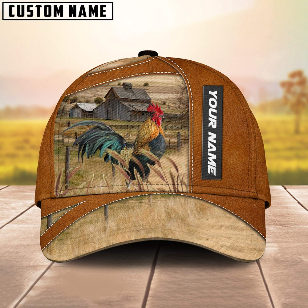 Chicken Customized Name Brown Cap, Farmer Cap, Vintage Farmer Hat, Mens Farmer Hats, Cap For Farmers