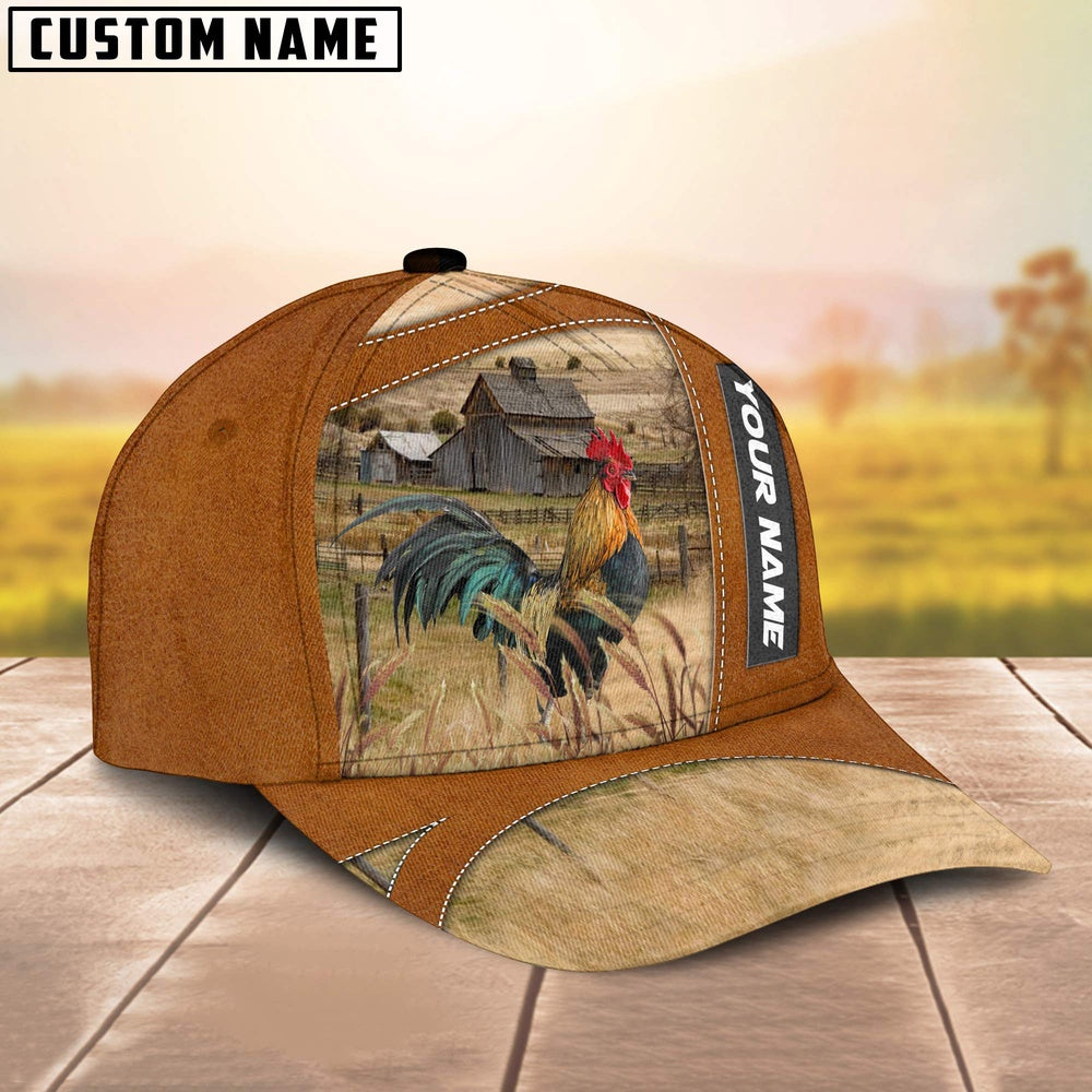 Chicken Customized Name Brown Cap, Farmer Cap, Vintage Farmer Hat, Mens Farmer Hats, Cap For Farmers