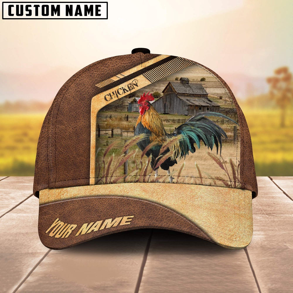 Chicken Customized Name Brown Farm Cap, Farmer Cap, Vintage Farmer Hat, Mens Farmer Hats, Cap For Farmers