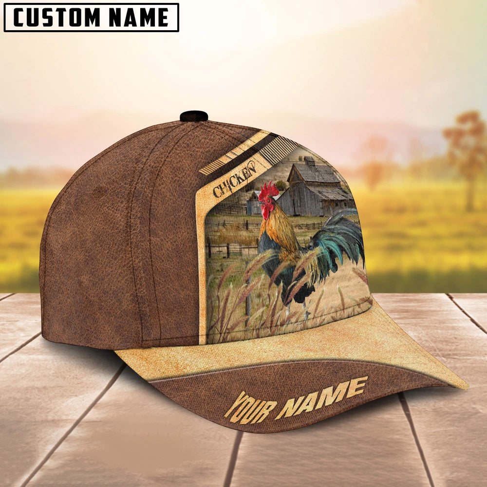 Chicken Customized Name Brown Farm Cap, Farmer Cap, Vintage Farmer Hat, Mens Farmer Hats, Cap For Farmers