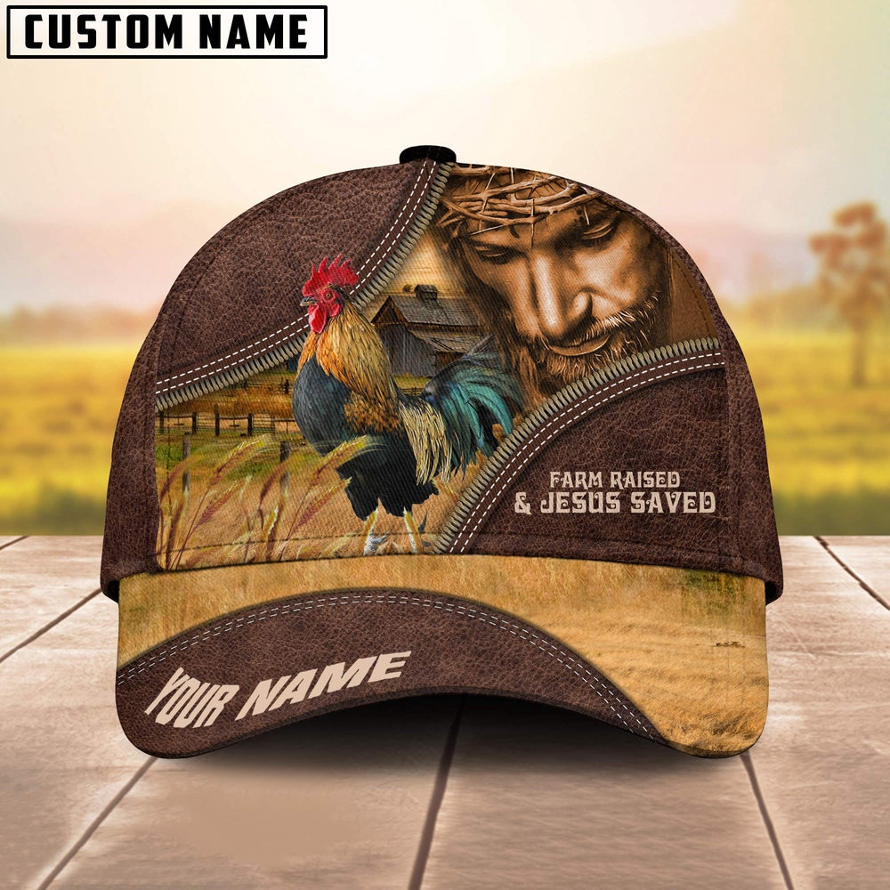 Chicken Farm & Jesus Customized Name Cap, Farmer Cap, Vintage Farmer Hat, Mens Farmer Hats, Cap For Farmers