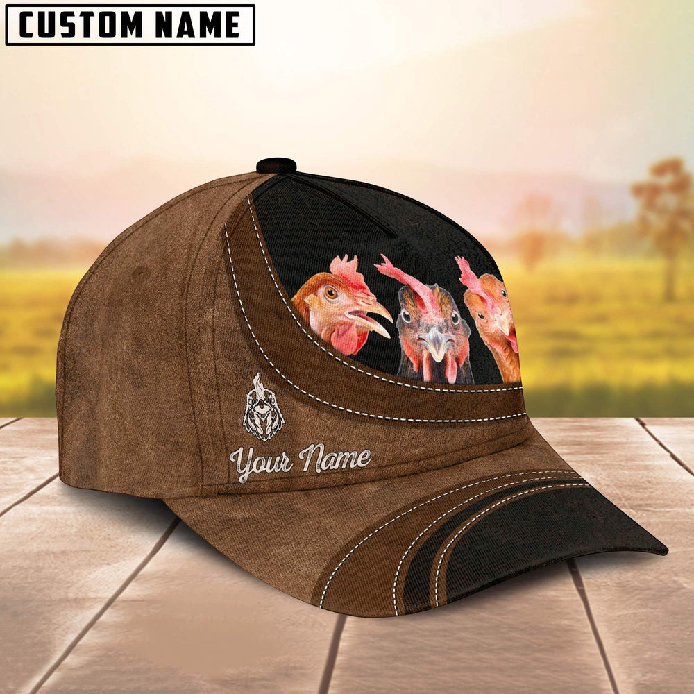 Chicken Happiness Customized Name Cap, Farmer Cap, Vintage Farmer Hat, Mens Farmer Hats, Cap For Farmers