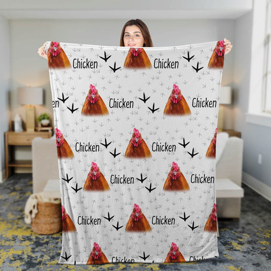 Chicken Happy Pattern Blanket, Farm Blanket, Farm Animal Blanket