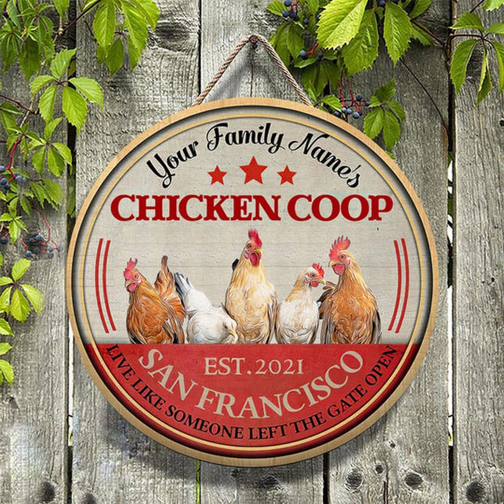 Chicken Live Like Someone Left The Gate Open Custom Happy Halloween Wooden Sign, Farm Wood Sign, Farm House Wood Signs
