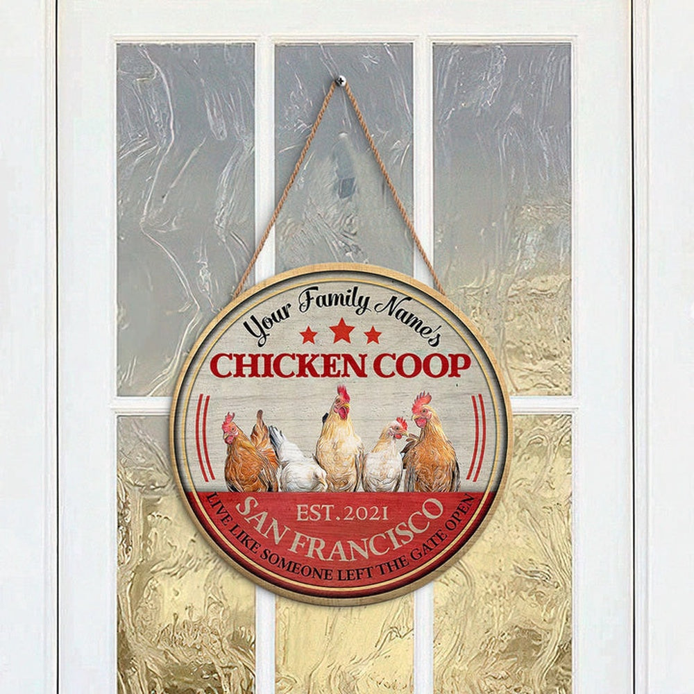 Chicken Live Like Someone Left The Gate Open Custom Happy Halloween Wooden Sign, Farm Wood Sign, Farm House Wood Signs