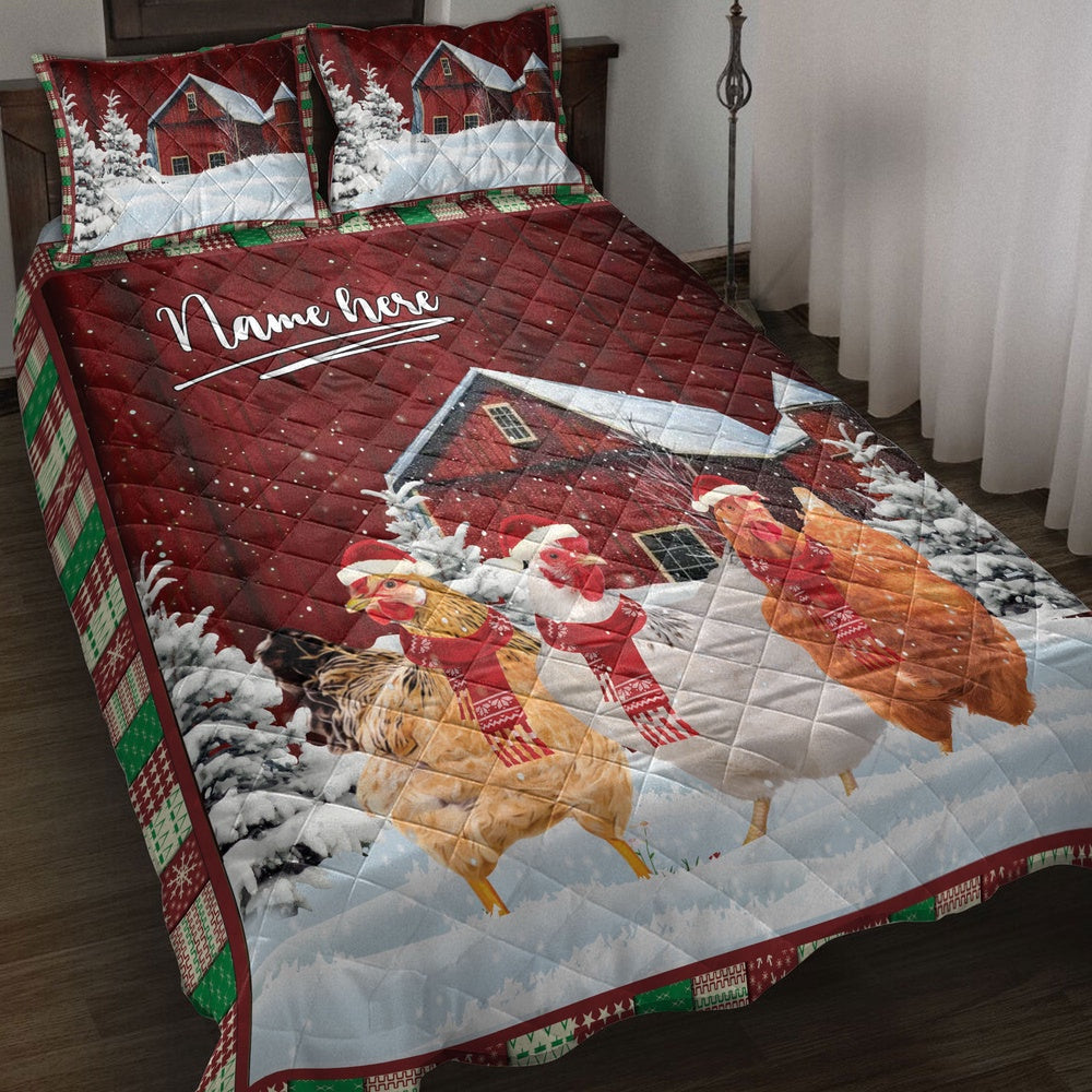Chicken Rooster With String Lightsmas Tree Snowdrift Bedding Set, Christmas Beddings, Xmas Bedding Sets