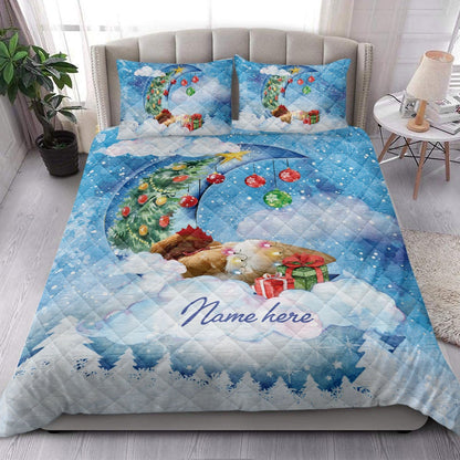 Chicken Sleeping On The Moon Snowflakemas Tree Dog Bedding Set, Christmas Beddings, Xmas Bedding Sets
