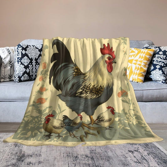 Chickens & Chicks Painting 3D Printed Blanket, Farm Blanket, Farm Animal Blanket