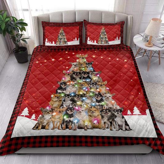Chihuahuamas Noel Xmas Tree Dog Bedding Set, Christmas Beddings, Xmas Bedding Sets