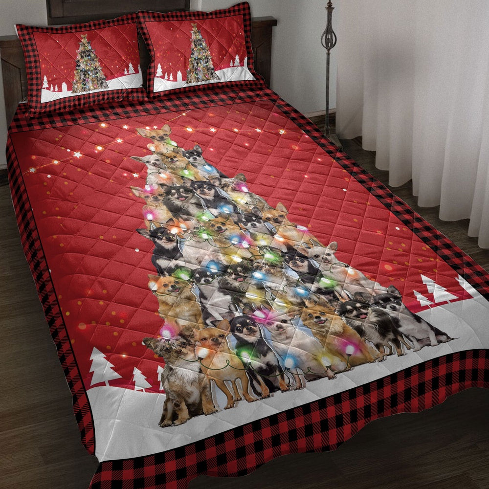 Chihuahuamas Noel Xmas Tree Dog Bedding Set, Christmas Beddings, Xmas Bedding Sets