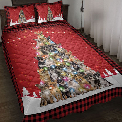 Chihuahuamas Noel Xmas Tree Dog Bedding Set, Christmas Beddings, Xmas Bedding Sets