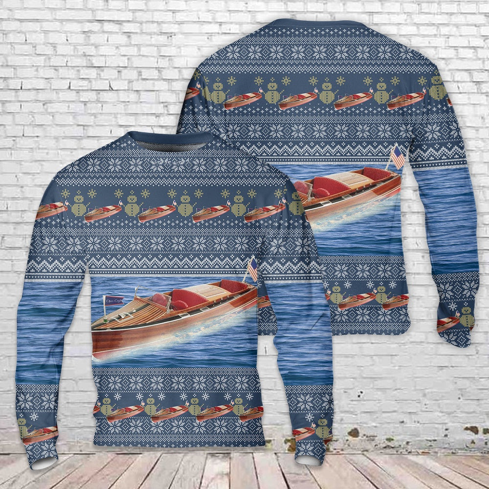 Chris-Craft Runabout Christmas Sweater 8771065807128, Christmas Ugly Sweater, Sweater Xmas, Ugly Sweater
