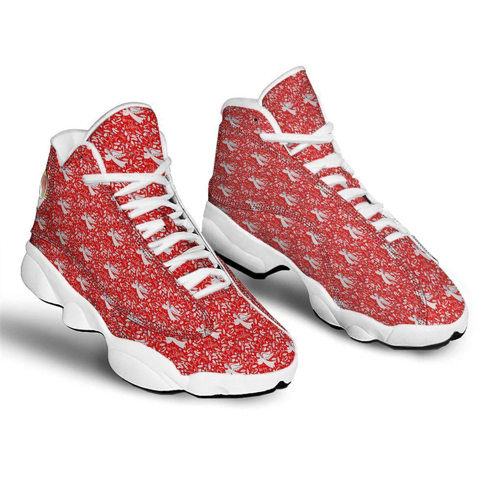 Christmas Angel Print Pattern Basketball Shoes, Christmas Basketball Shoes, Christmas Shoes