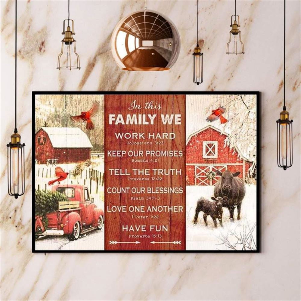 Christmas Angus Cow Cardinal We Keep Our Promises Farmhouse Red Canvas, Farm Canvas, Farm Gift, Farm Home Decor
