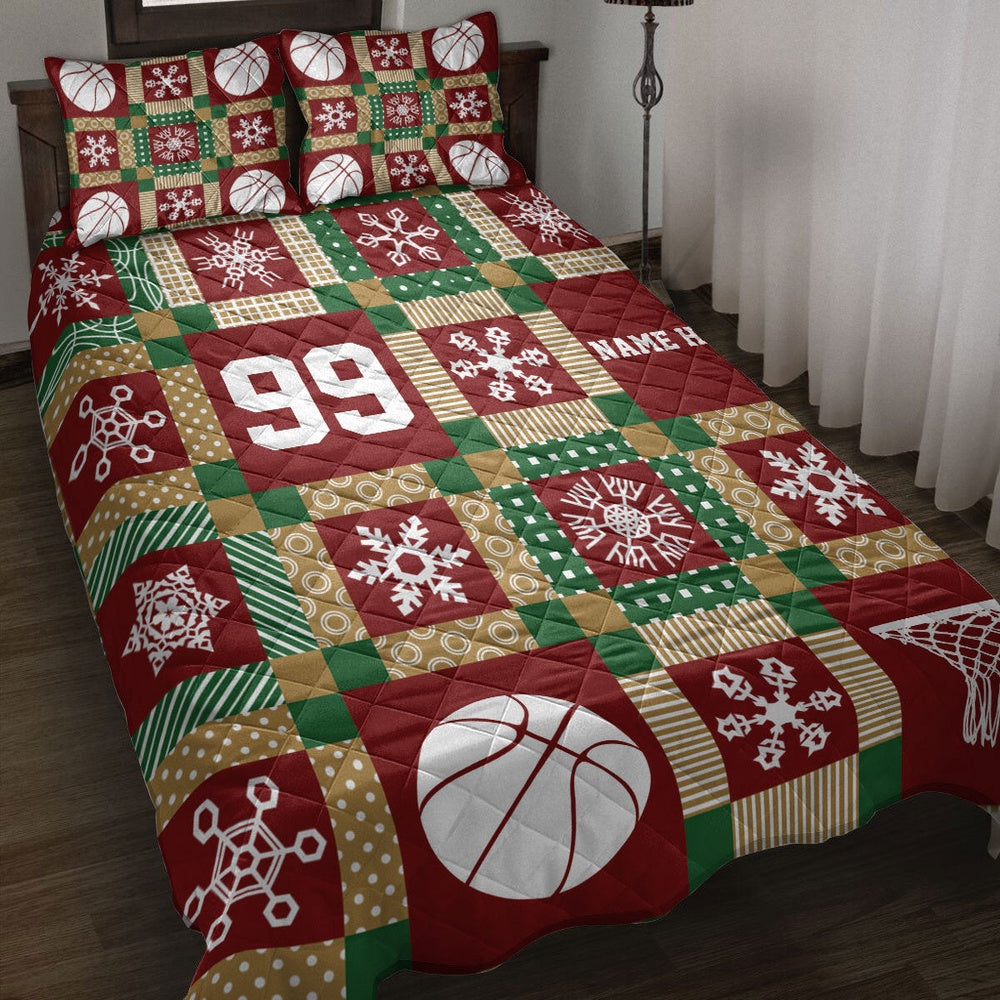 Christmas Basketball Xmasmas Bedding Set Custom Bedding Set, Christmas Beddings, Xmas Bedding Sets