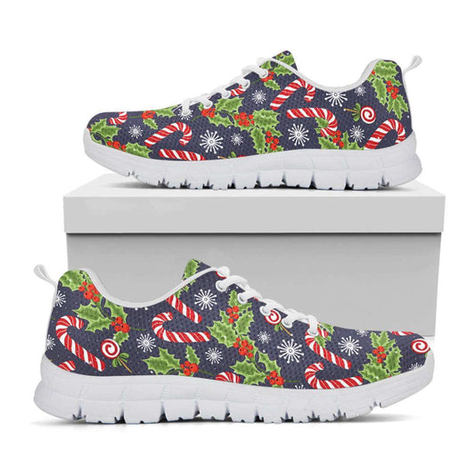 Christmas Berry And Candy Pattern Print Shoes Sneaker, Christmas Shoes, Chistmas Sneaker, Christmas Running Shoes