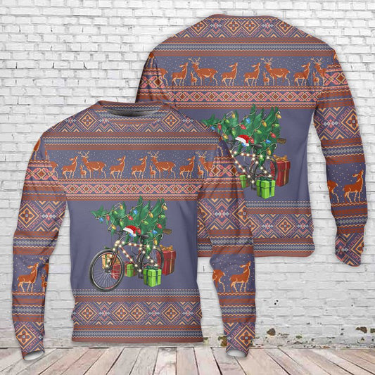 Christmas Bicycle With Gifts Sweater, Christmas Ugly Sweater, Sweater Xmas, Ugly Sweater