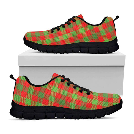 Christmas Buffalo Plaid Print Shoes Sneaker, Christmas Shoes, Chistmas Sneaker, Christmas Running Shoes