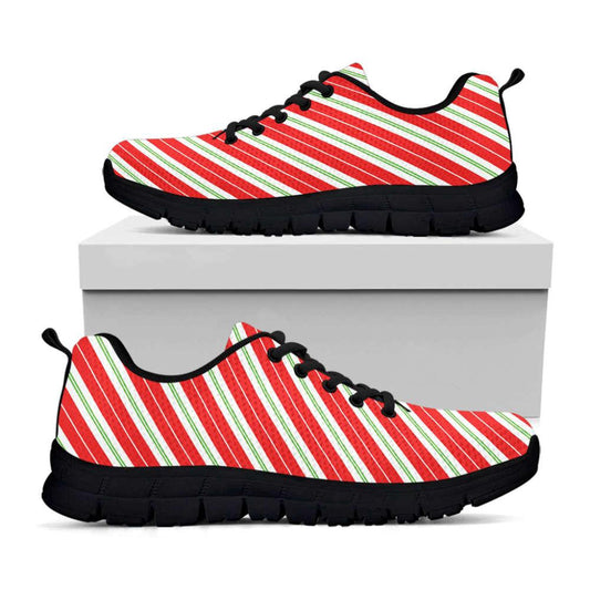 Christmas Candy Cane Stripes Print Shoes Sneaker, Christmas Shoes, Chistmas Sneaker, Christmas Running Shoes