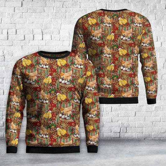 Christmas Chicken And Chicks Leopard Seamless Pattern Sweater, Christmas Ugly Sweater, Sweater Xmas, Ugly Sweater