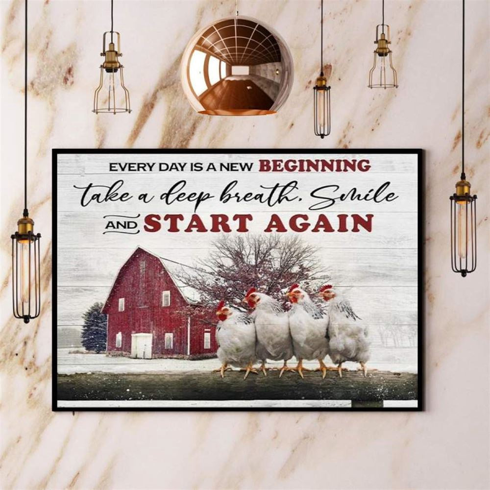 Christmas Chicken New Beginning Take A Deep Breath Smile Farmhouse Canvas, Farm Canvas, Farm Gift, Farm Home Decor