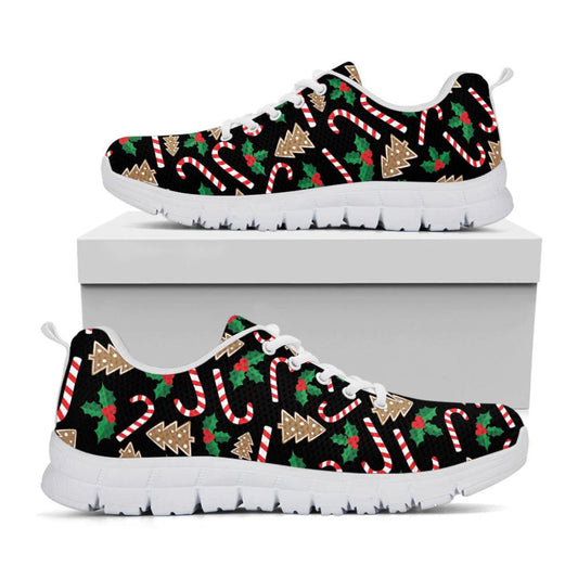 Christmas Cookie And Candy Pattern Print Shoes Sneaker, Christmas Shoes, Chistmas Sneaker, Christmas Running Shoes