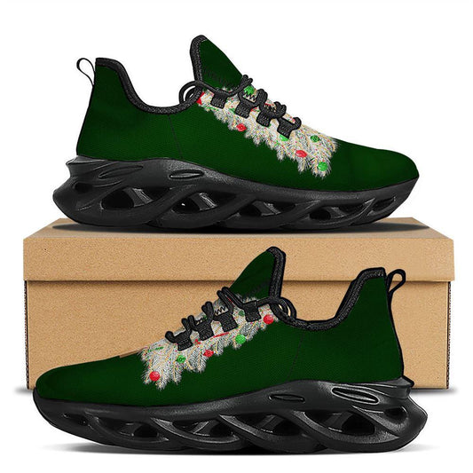 Christmas Decorated Tree Print Black Max Soul Shoes, Christmas Sneakers, Christmas Shoes, Christmas Clunky Sneaker