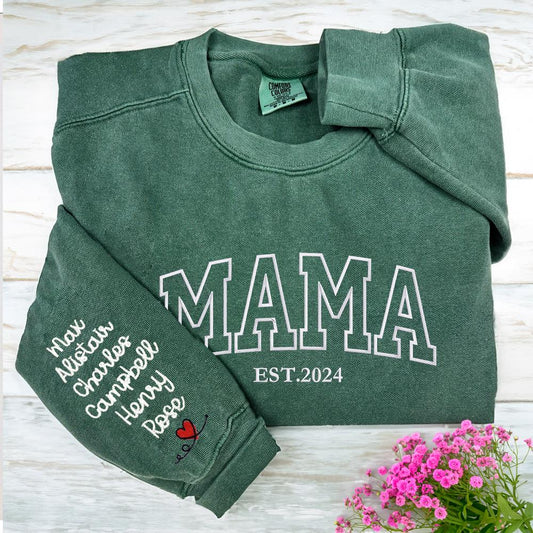 Christmas Embroidered Shirt, Embroidered Mama Sweatshirt