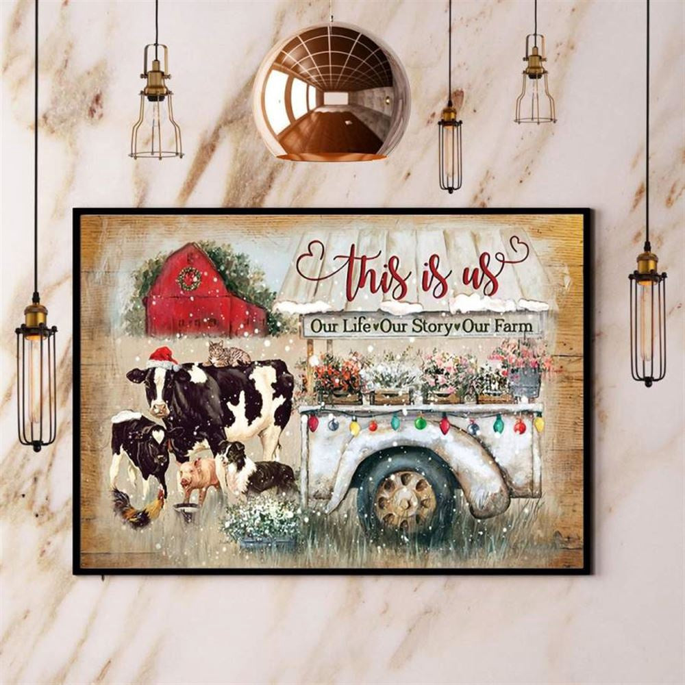 Christmas Farm Cattle This Is Us Our Life Our Story Our Farm Canvas, Farm Canvas, Farm Gift, Farm Home Decor