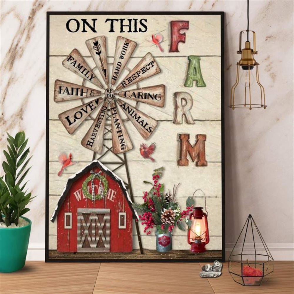 Christmas Farmhouse On This Farm Family Faith Love Canvas, Farm Canvas, Farm Art Decor