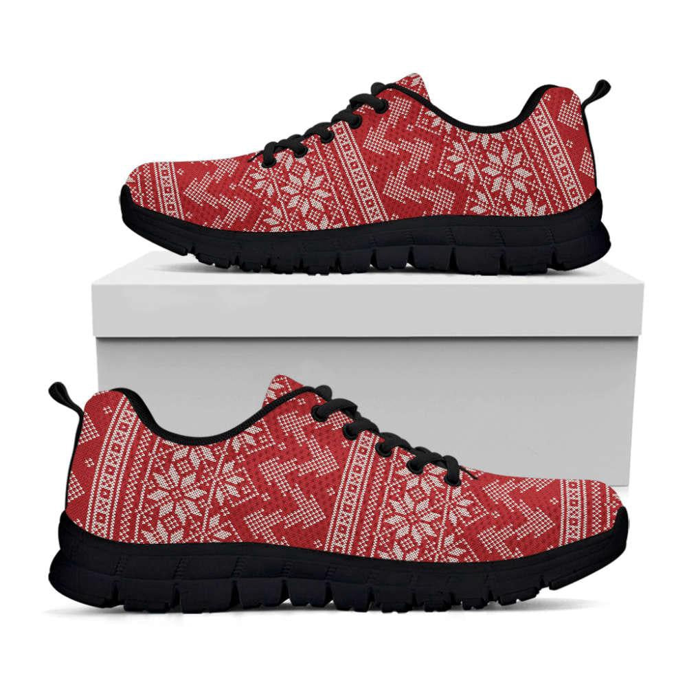 Christmas Festive Knitted Pattern Print Shoes Sneaker, Christmas Shoes, Chistmas Sneaker, Christmas Running Shoes