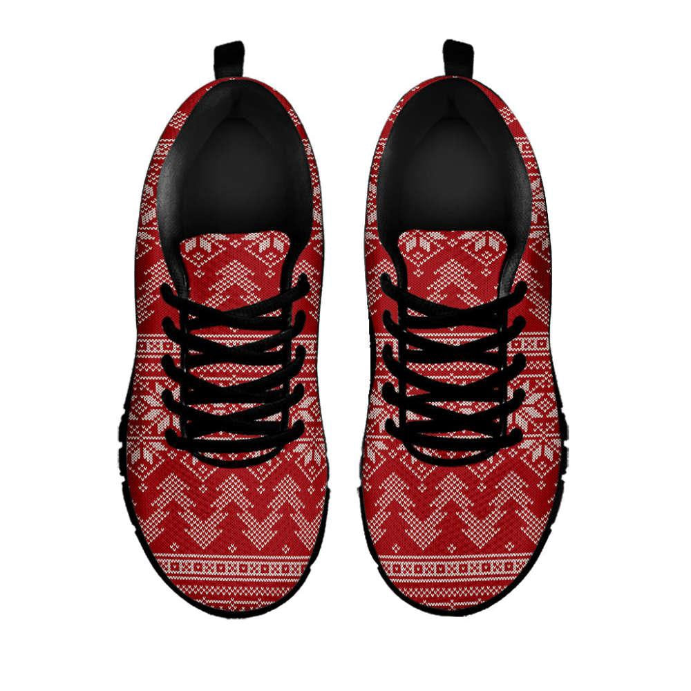 Christmas Festive Knitted Pattern Print Shoes Sneaker, Christmas Shoes, Chistmas Sneaker, Christmas Running Shoes