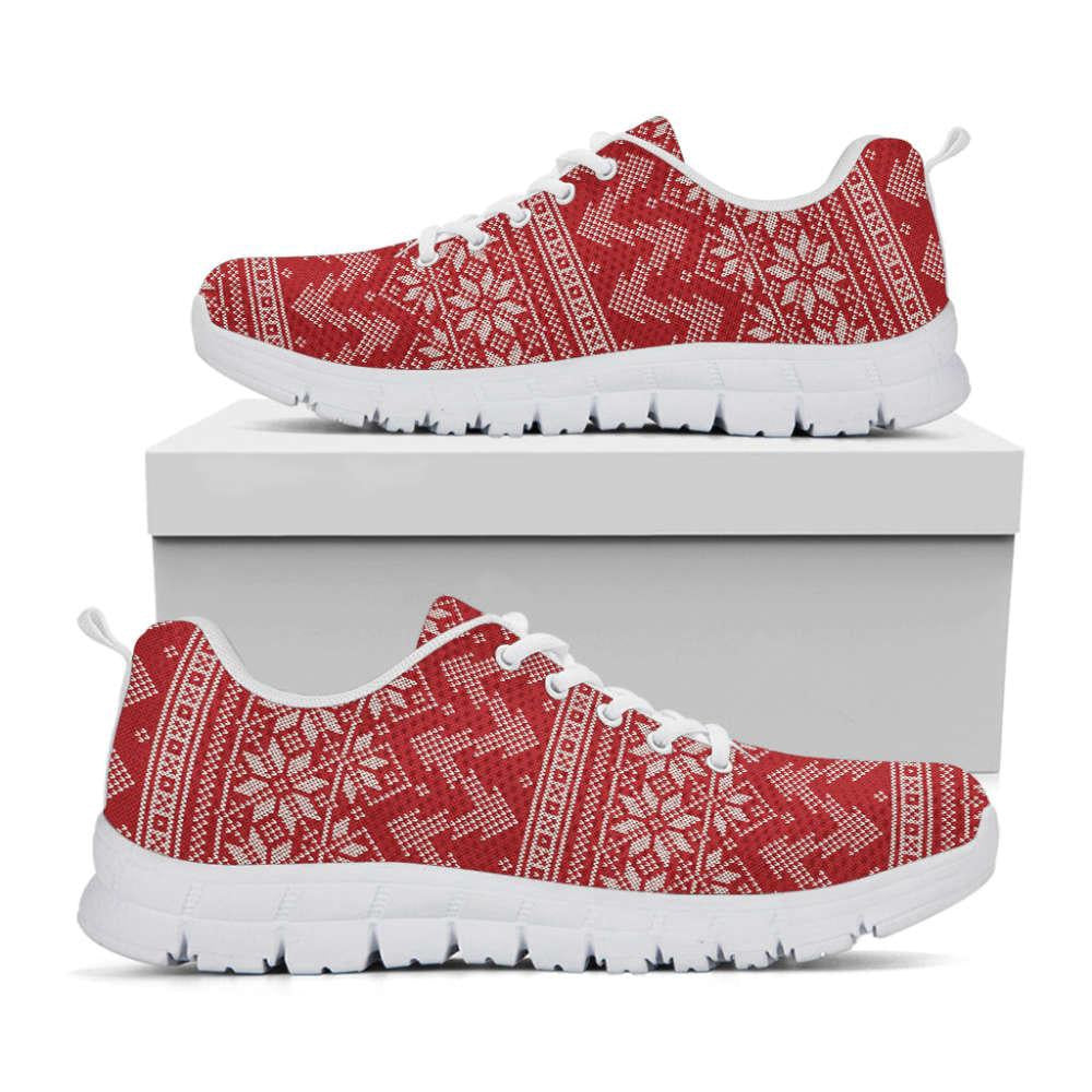 Christmas Festive Knitted Pattern Print Shoes Sneaker, Christmas Shoes, Chistmas Sneaker, Christmas Running Shoes