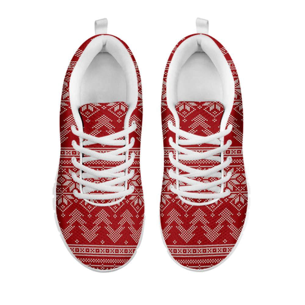 Christmas Festive Knitted Pattern Print Shoes Sneaker, Christmas Shoes, Chistmas Sneaker, Christmas Running Shoes