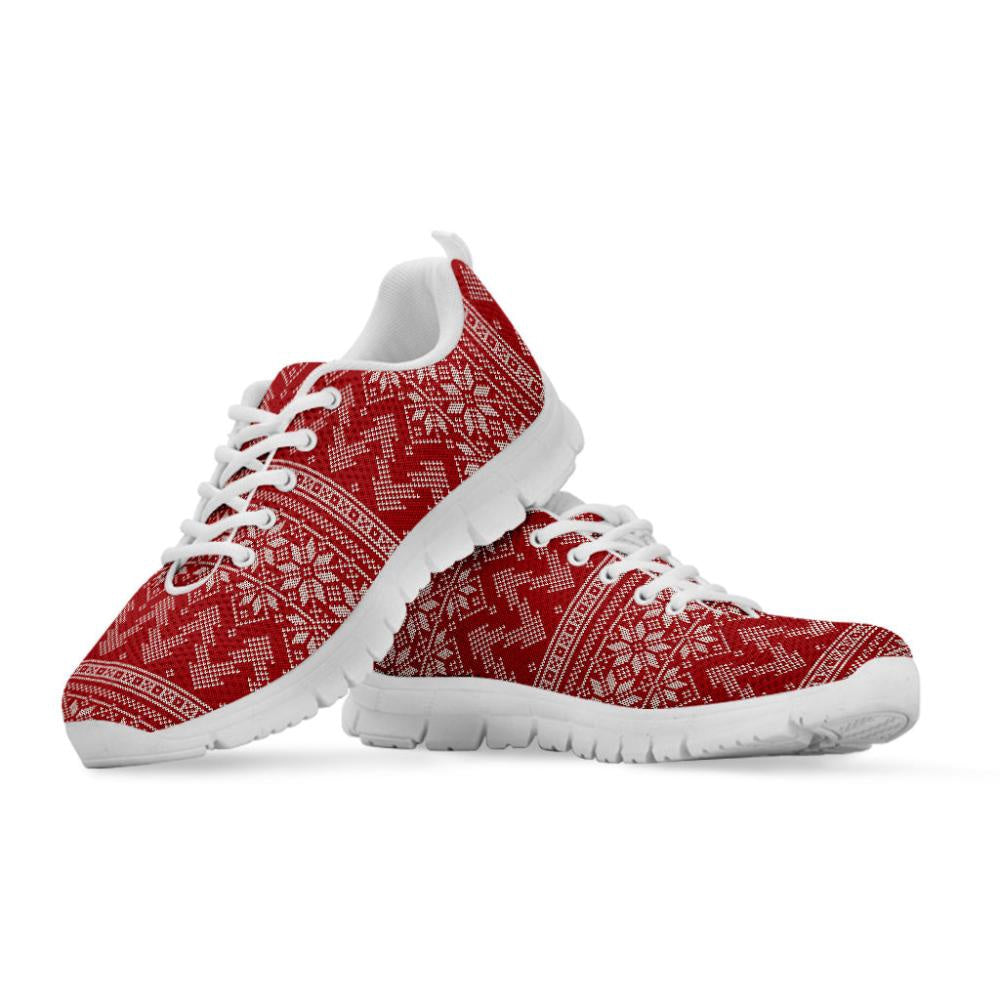 Christmas Festive Knitted Pattern Print Shoes Sneaker, Christmas Shoes, Chistmas Sneaker, Christmas Running Shoes