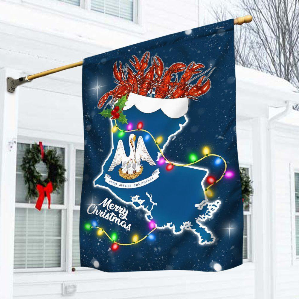 Christmas Flag, Louisiana Christmas Flag Crawfish, Christmas Garden Flags, Christmas Gifts Decor
