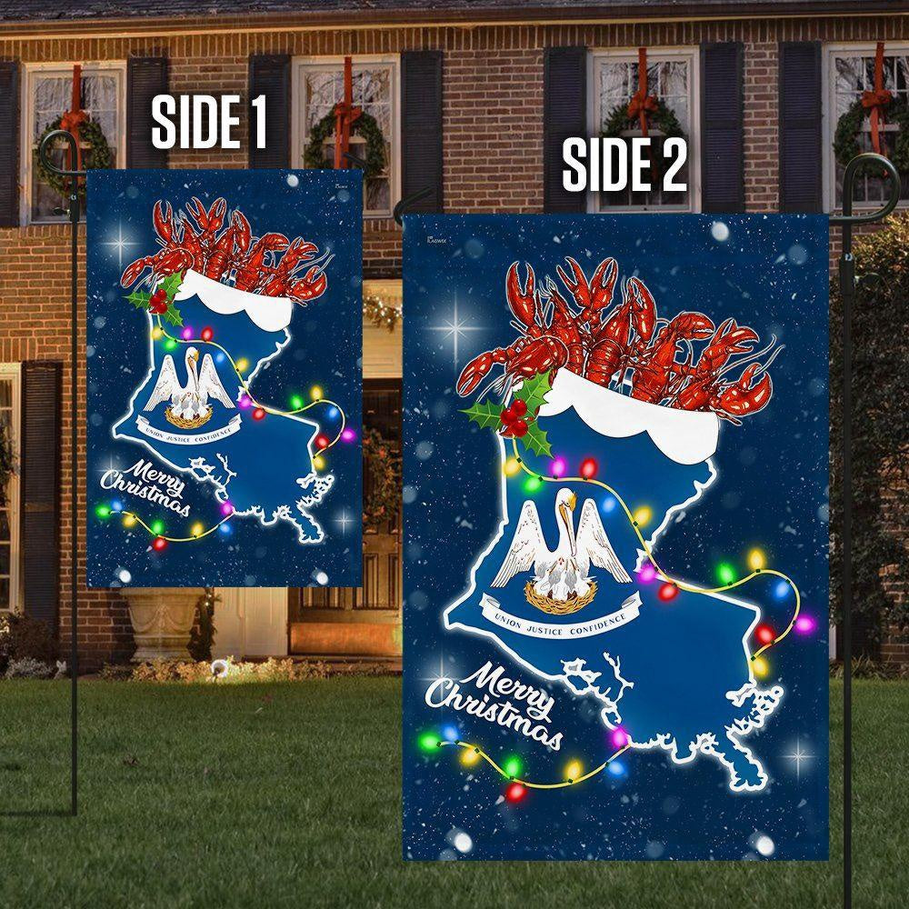 Christmas Flag, Louisiana Christmas Flag Crawfish, Christmas Garden Flags, Christmas Gifts Decor