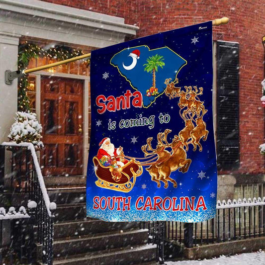 Christmas Flag, South Carolina Christmas Flag Santa Is Coming To South Carolina, Christmas Garden Flags, Christmas Gifts Decor