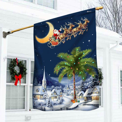 Christmas Flag, South Carolina Christmas Flag Santa Sleigh Palm Tree Christmas Night In South Carolina, Christmas Garden Flags