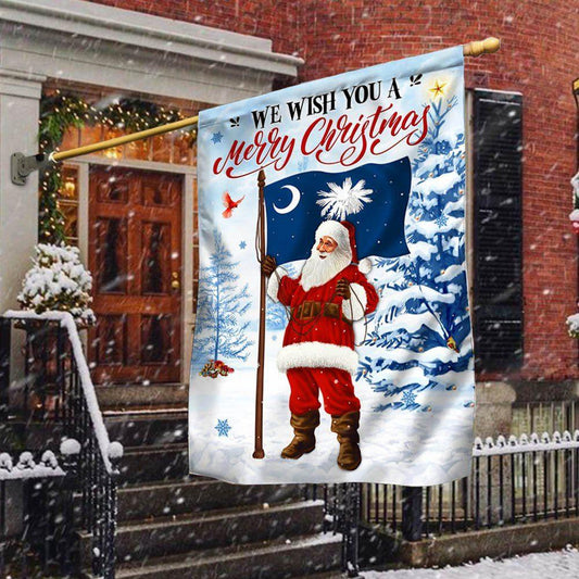 Christmas Flag, South Carolina Christmas Flag We Wish You A Merry Christmas Flag Santa Claus, Christmas Garden Flags, Christmas Gifts Decor