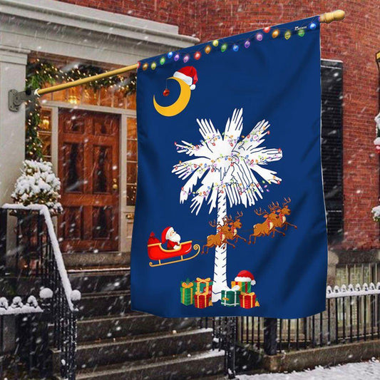 Christmas Flag, South Carolina Christmas Santa Flag Christmas Palmetto Tree, Christmas Garden Flags, Christmas Gifts Decor