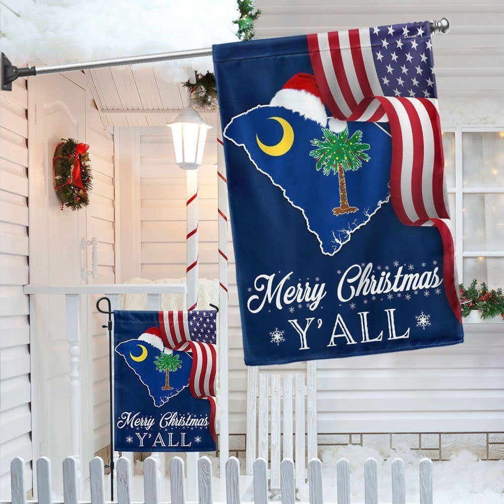 Christmas Flag, South Carolina Merry Christmas Santa State Christmas Palm Tree Flag, Christmas Garden Flags, Christmas Gifts Decor