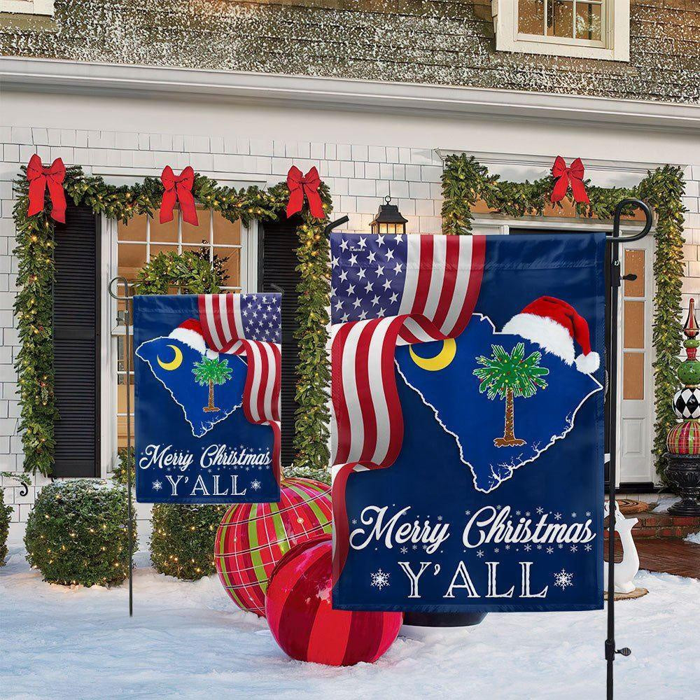 Christmas Flag, South Carolina Merry Christmas Santa State Christmas Palm Tree Flag, Christmas Garden Flags, Christmas Gifts Decor