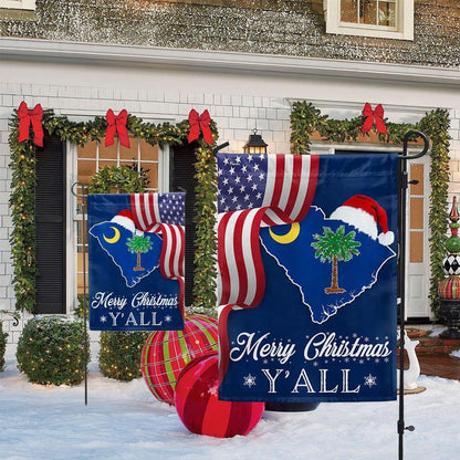 Christmas Flag, South Carolina Merry Christmas Santa State Christmas Palm Tree Flag, Christmas Garden Flags, Christmas Gifts Decor