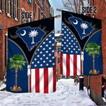 Christmas Flag, South Carolina Palm Tree Christmas American Flag, Christmas Garden Flags, Christmas Gifts Decor