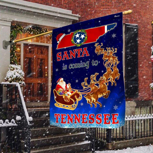 Christmas Flag, Tennessee Christmas Flag Santa Is Coming To Tennessee, Christmas Garden Flags, Christmas Gifts Decor