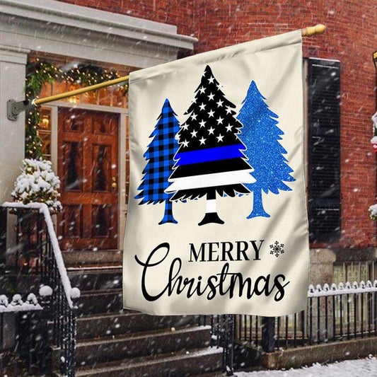 Christmas Flag, Thin Blue Line Merry Christmas Flag Police Law Enforcement Flag, Christmas Garden Flags, Christmas Gifts Decor