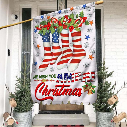 Christmas Flag, We Wish You Ameri Christmas American Flag, Christmas Garden Flags, Christmas Gifts Decor
