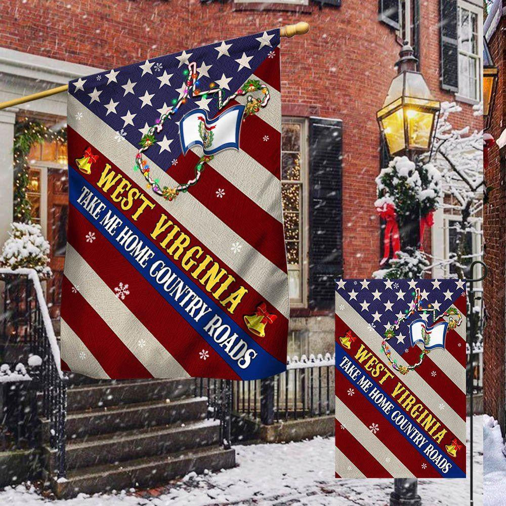 Christmas Flag, West Virginia Christmas Flag West Virginia Take Me Home Country Roads Flag, Christmas Garden Flags, Christmas Gifts Decor